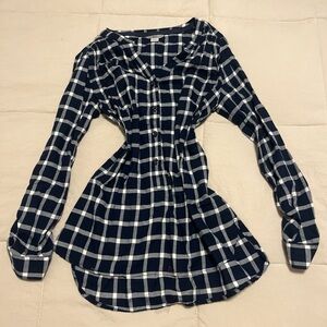 Bass Navy and White Checkered Women's Tunic